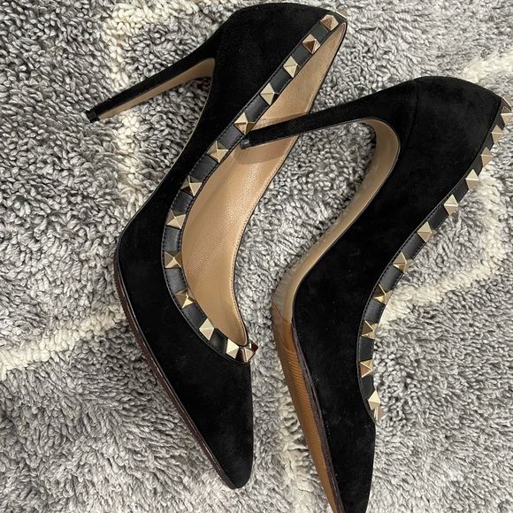 Valentino rock stud 100 suede pumps - Picture 4 of 8
